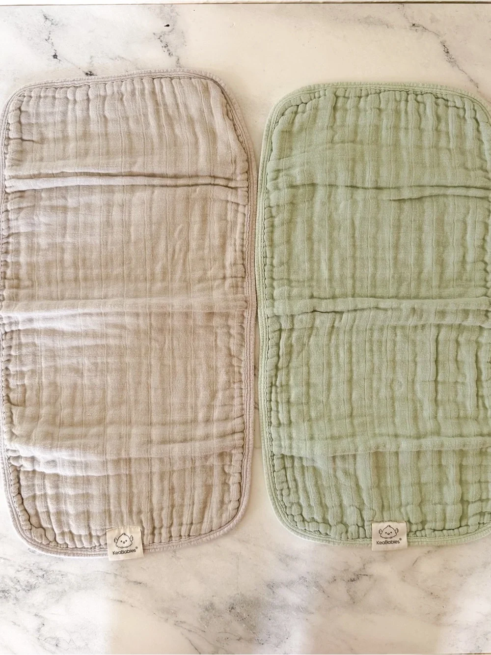 KeaBabies Lyra Organic Cotton Muslin Gauze Burp Cloths in Silver Grey & Sage